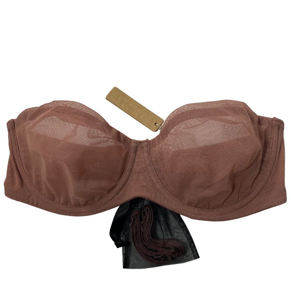 SKIMS Ultra Fine Mesh Strapless Bra Underwire Convertible 34C in Rose Clay
